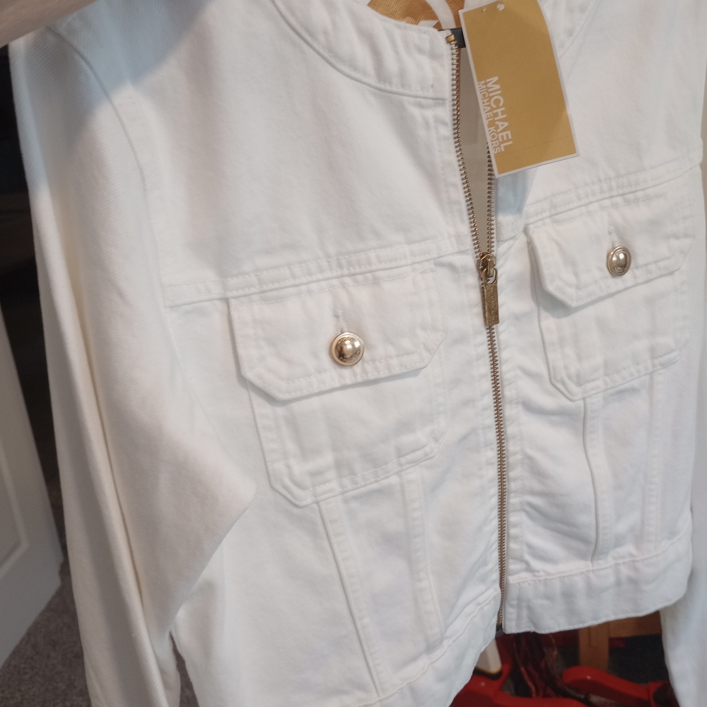 NWT Michael Kors White Jean Jacket - Picture 10 of 16